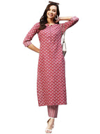 ANNI DESIGNER Womens Cotton Blend Straight Printed Kurta with Pant (Gapati Maroon_L_ Maroon_Large)