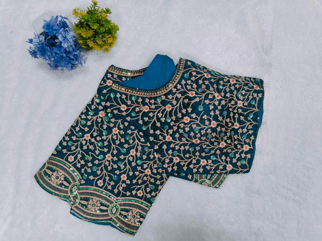 Pujia Mills WomenS Readymade Bridal Embroidery Golden Coding Multi Sequin Thread Work Indian Ethnic Designer Stitched Half Slee