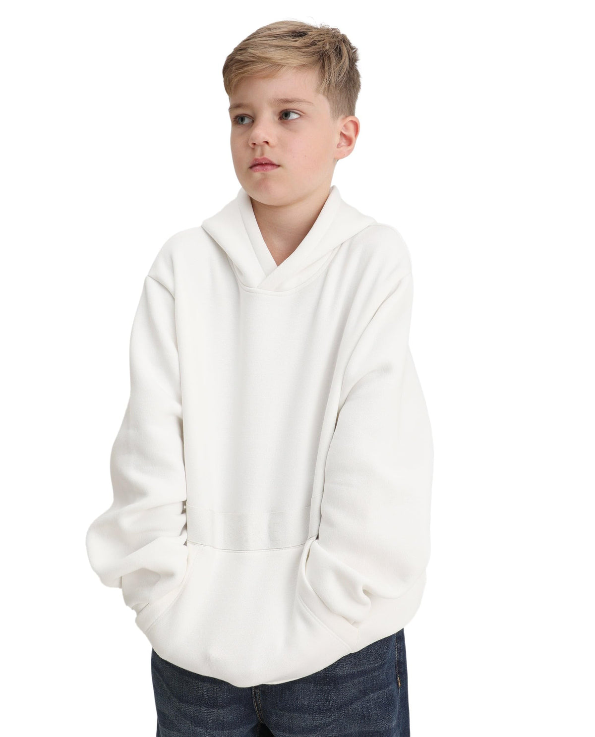 Rare Ones Kids NexaK Off White Cotton Hooded Boxy Fit Sweatshirt, Off White, 1314Y 13-14