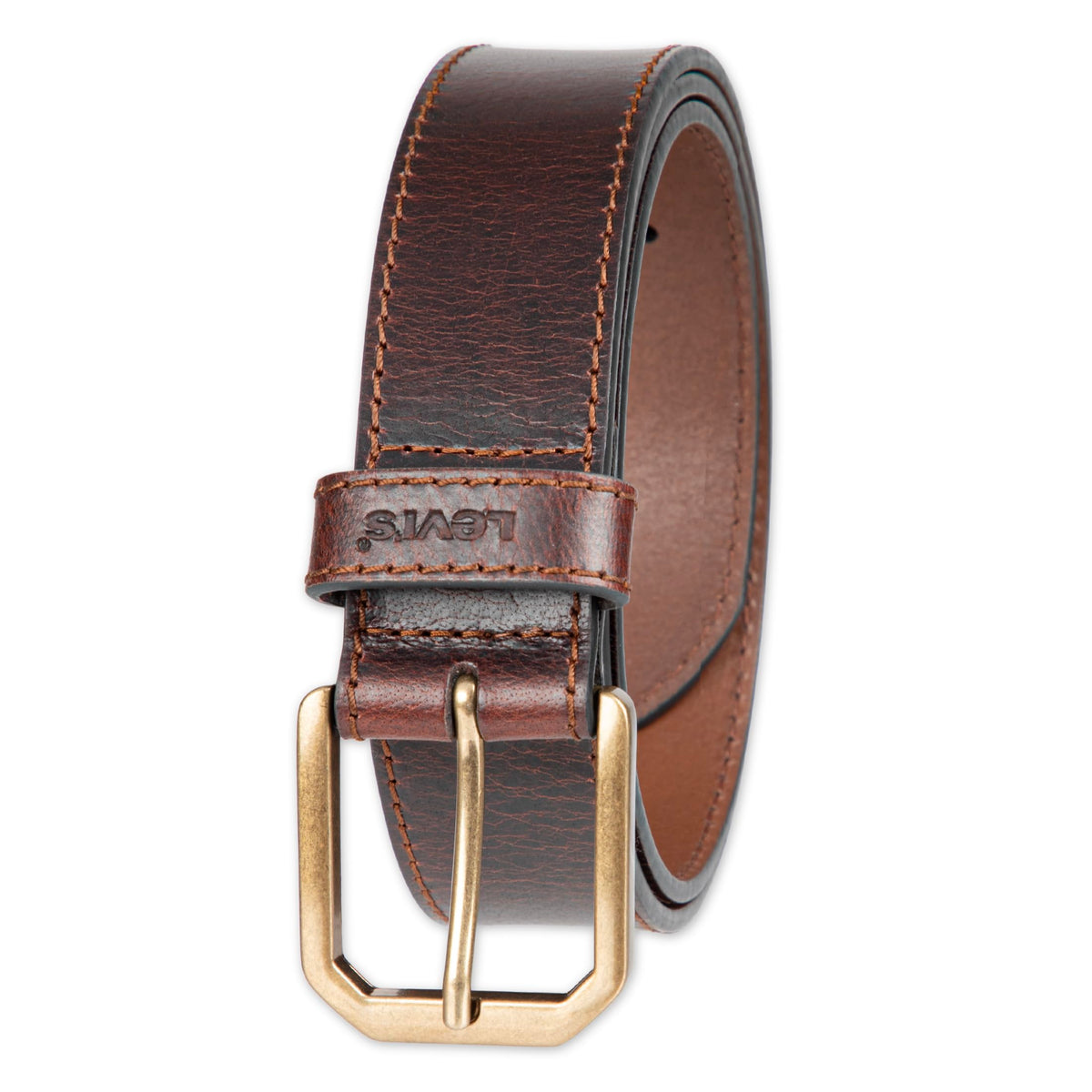 LeviS MenS Casual Everyday Leather Jean Belt, Gloss Brown, Large (3840) 38-40
