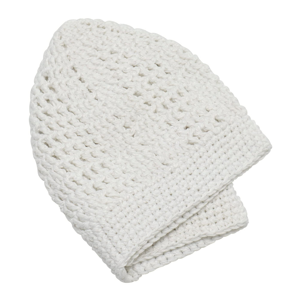 White Kufi Hat Tight & Loose Weave Mix Crocheted Comfortable Cotton Muslim Kufi Topi Skull Prayer Cap (S)