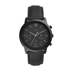 Fossil Men's Neutra Quartz Stainless Steel and Leather Chronograph Watch, Color: Black (Model: FS5503)