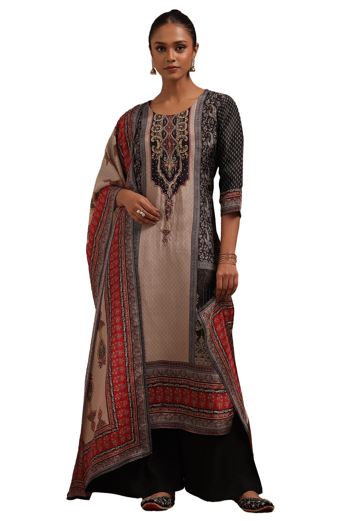 Soch Women Muslin Paisley Print Suit Set Beads