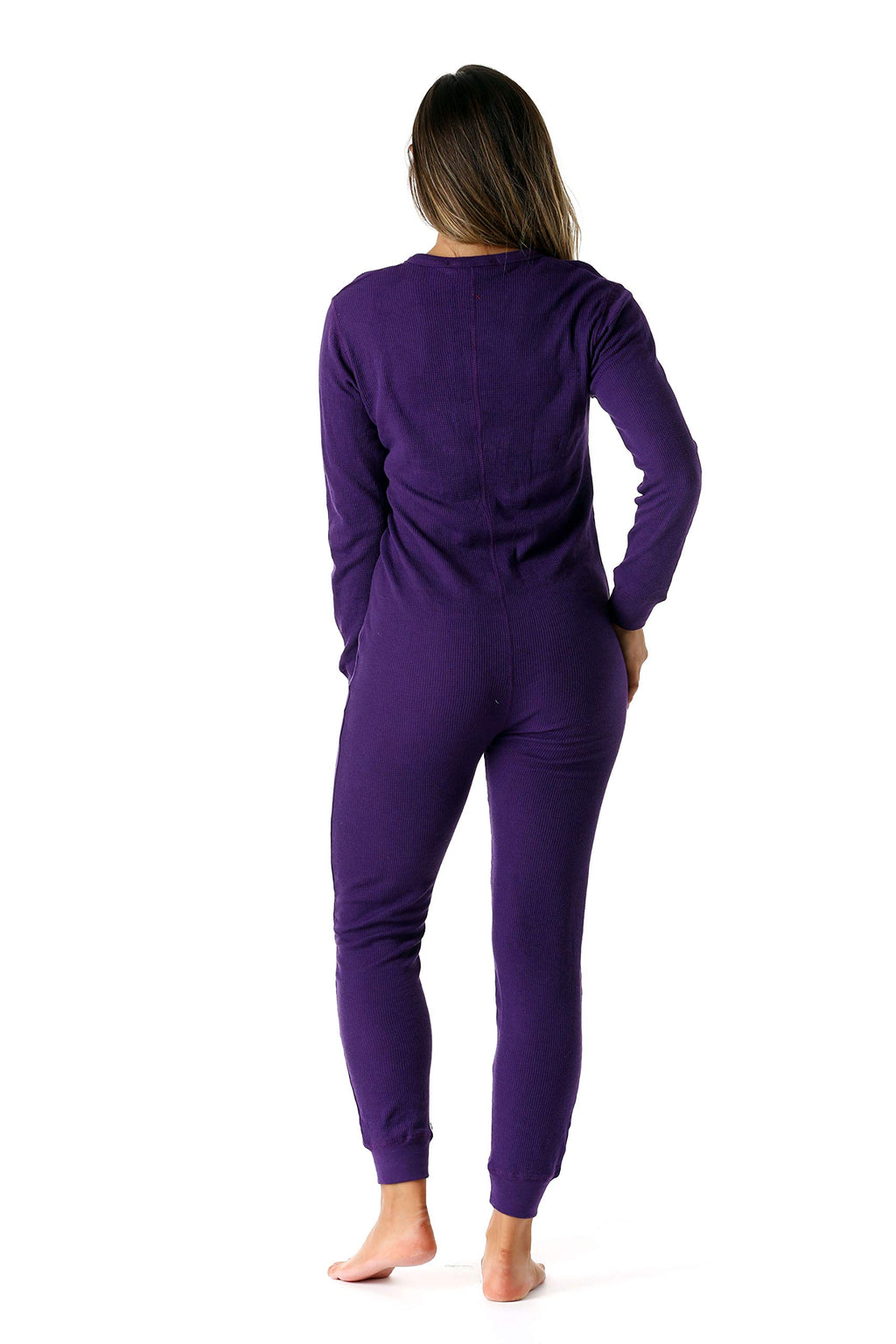 #followme Women's Thermal Henley Onesie Union Suit 6743-PRP-S Purple