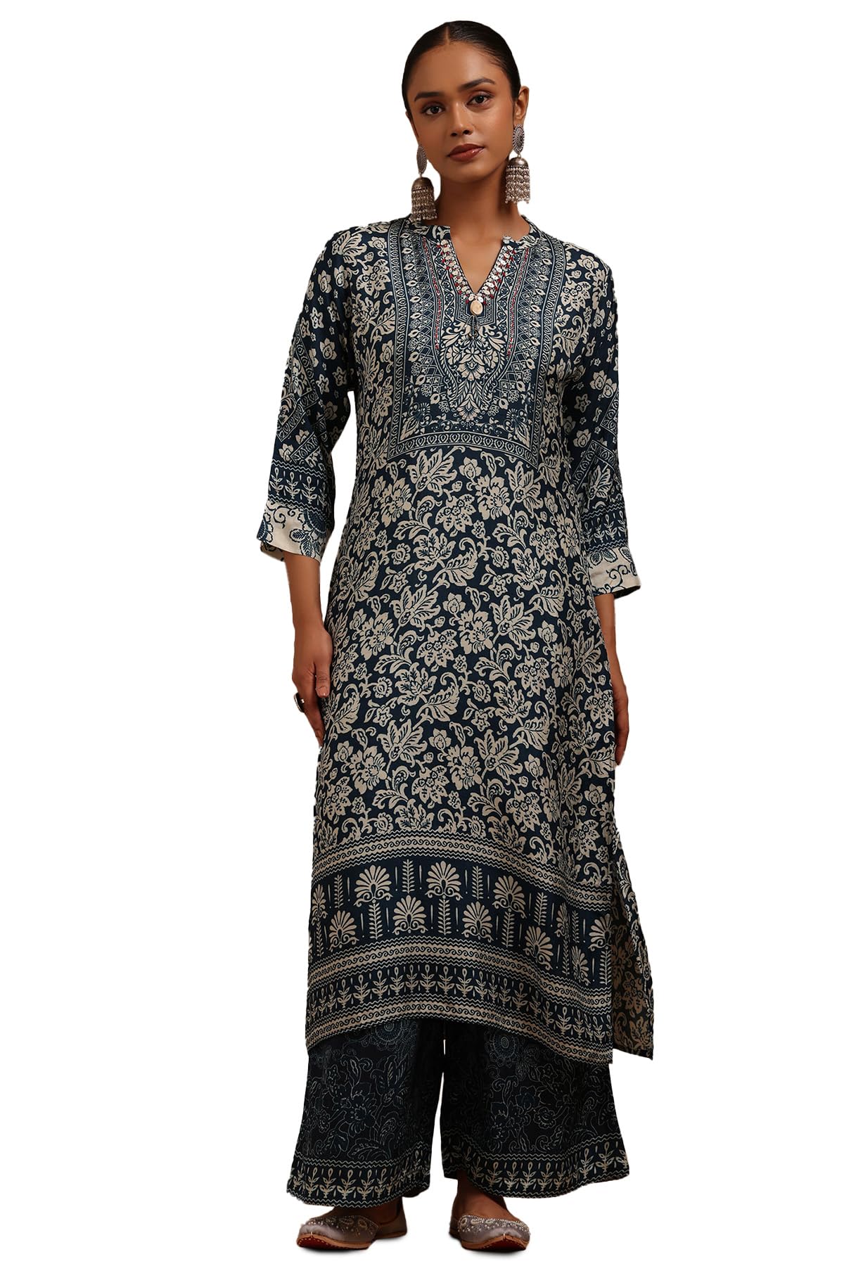 Soch Women Dola Silk Floral Print Kurta Set with Sequins