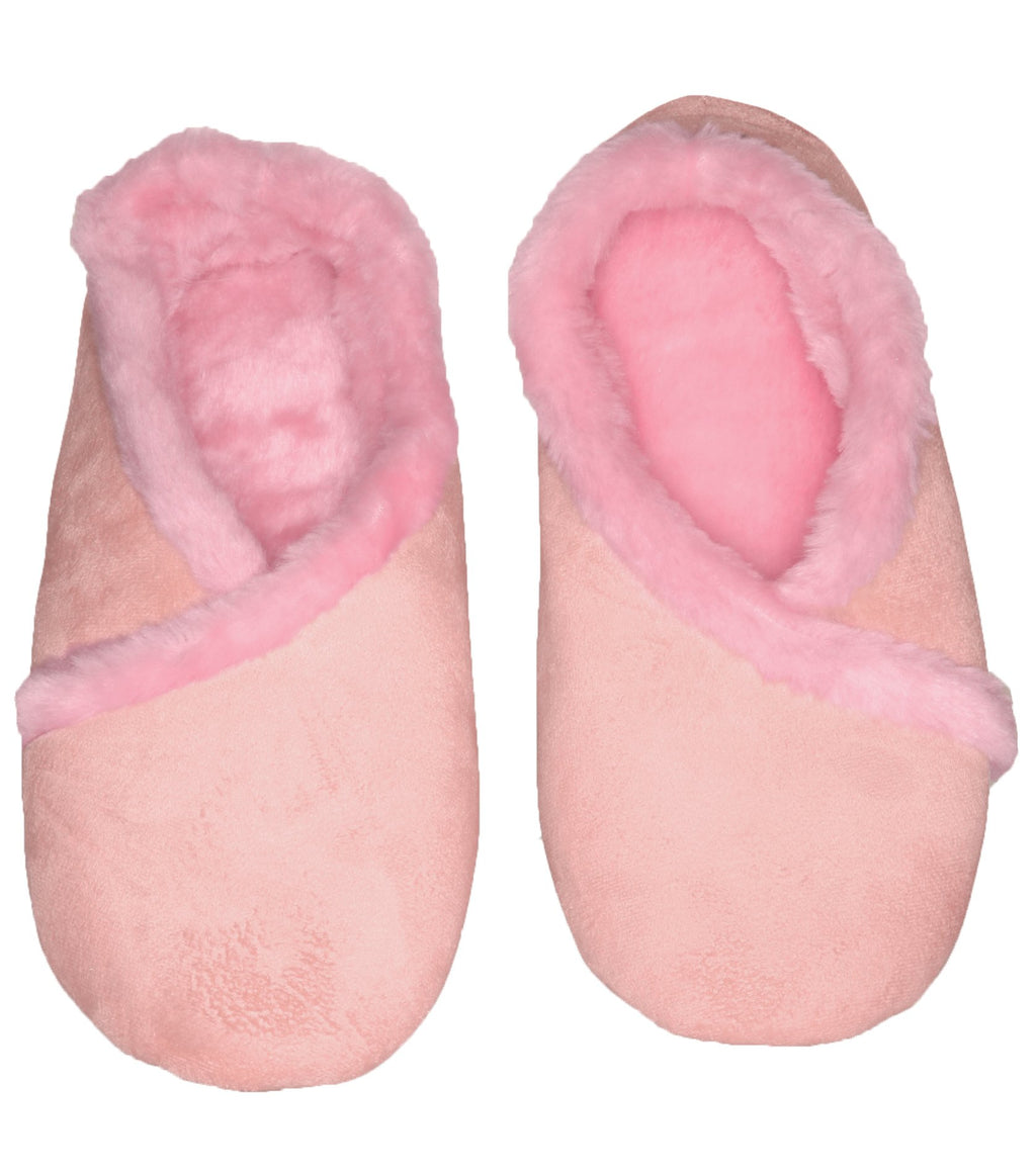 Living Healthy Products LSFL-002-910 Large 9-10 Womens Synthetic Fur Lined Suede Slippers in Pink