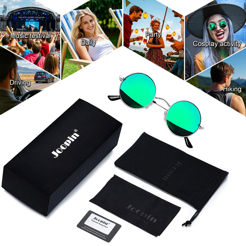 Joopin Polarized Round Sunglasses Circle Hippie Sun Glasses UV400 Teashade Shades for Women Men Sunnies Halloween Costume
