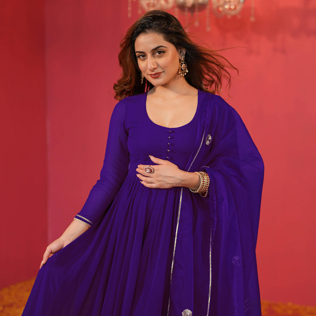 ANNI DESIGNER Women s Plain Rayon Blend Kurta with Pants and Dupatta, Begani, Medium