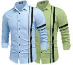Zartha MenS Regular Fit Striped Pattern Cotton Blend Shirt With Collared Neck Long Sleeve And Standard Length | Shirt For Man