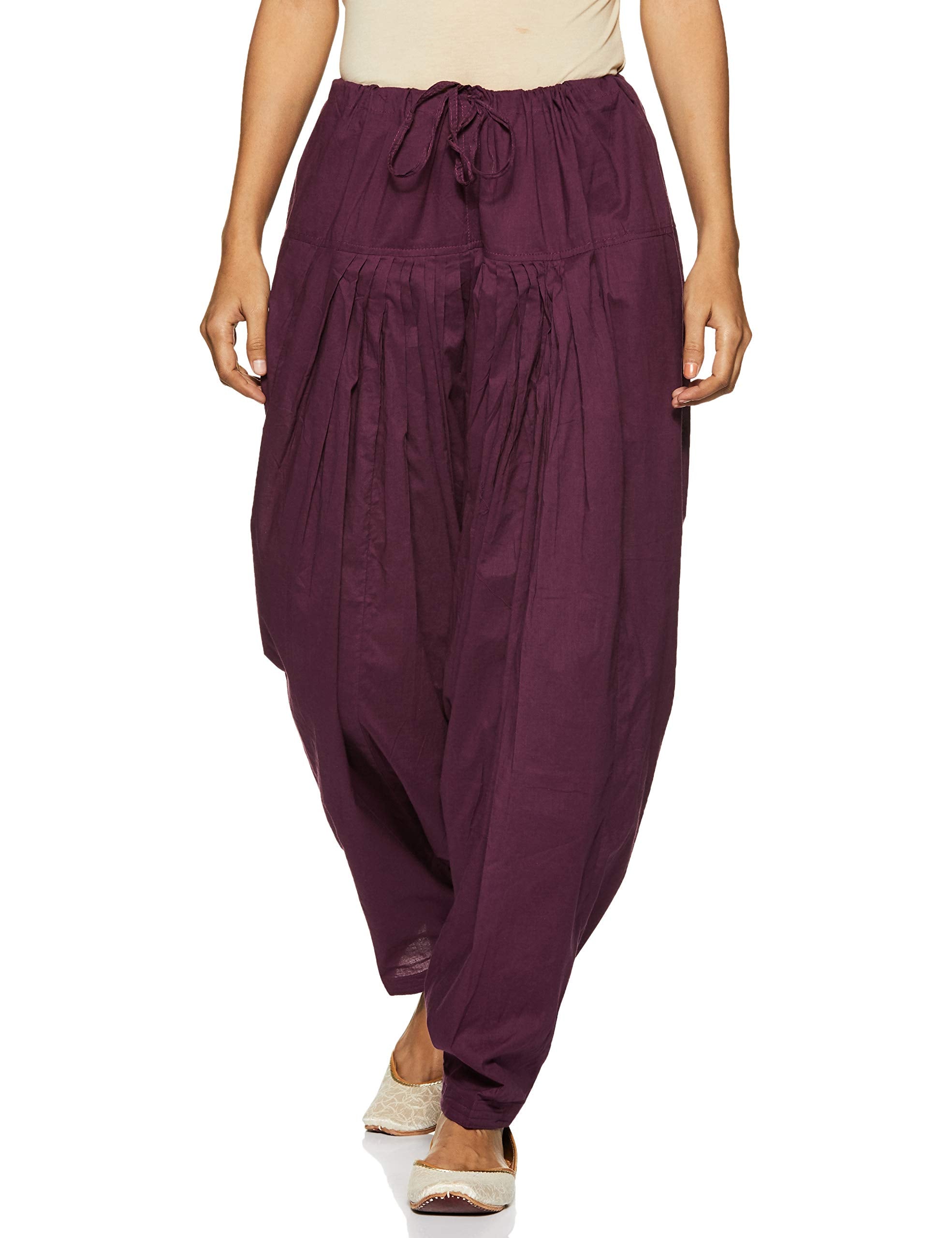 Aurelia WomenS Regular Patialas (Crk60011-25671_Purple_Fs) | Rise Style: Mid Rise