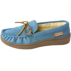 Alpine Swiss Sabine Womens Suede Shearling Slip On Moccasin Slippers Blue 8 M US