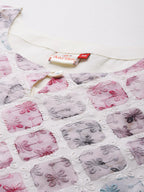 Aarika Womens Cream-Pink Color Cotton Kurti