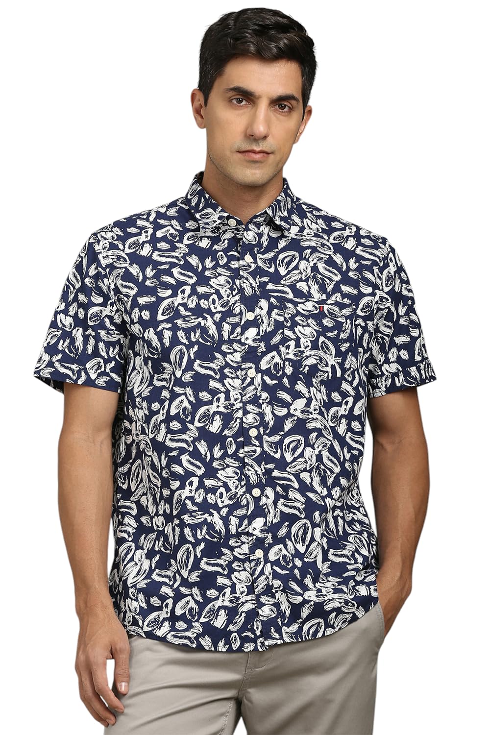 Louis Philippe Men Blue Print Half Sleeves Casual Shirt