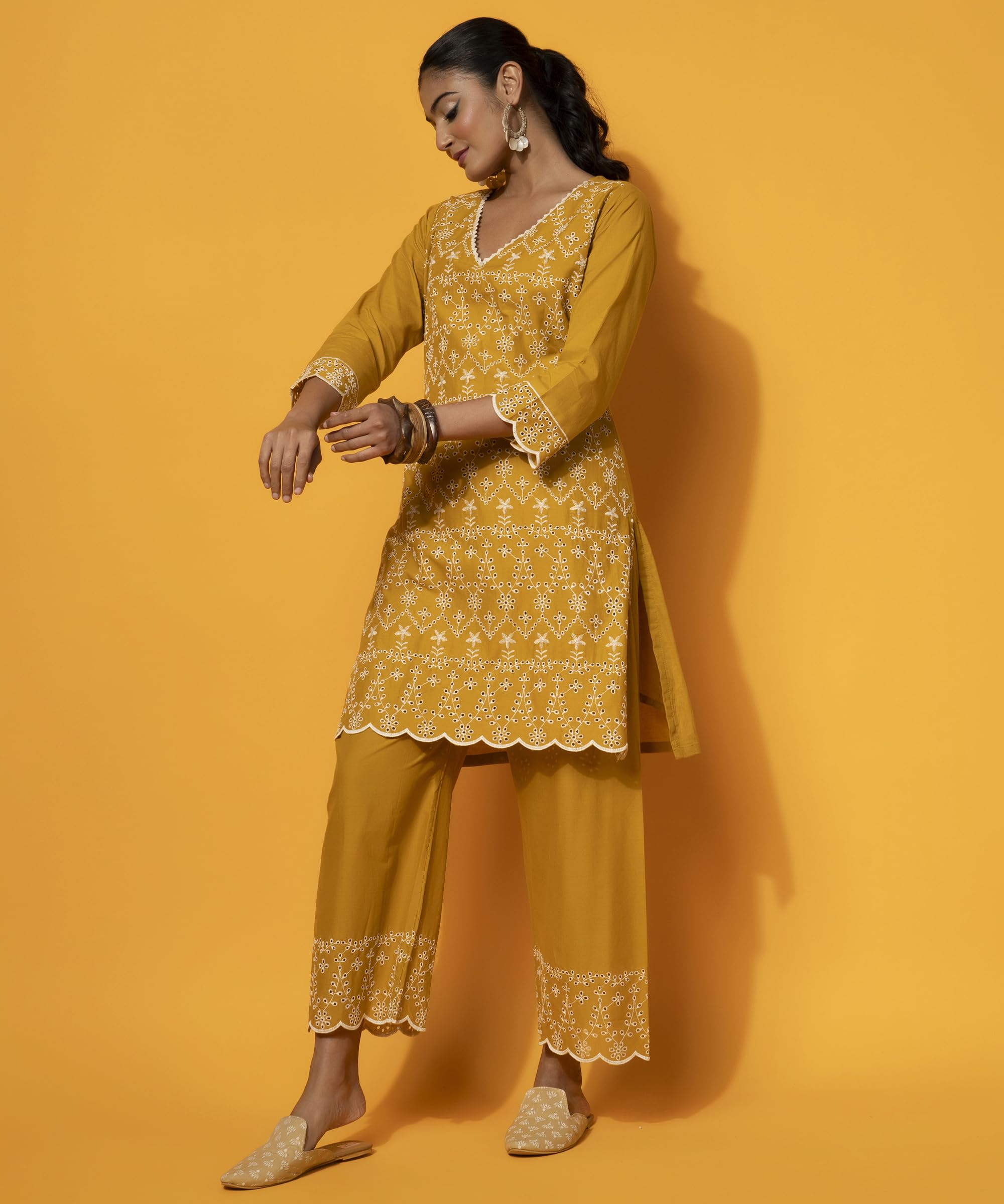 Libas WomenS Cotton Co-Ords (27370_Mustard