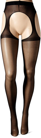Leg Avenue Women's Sheer Garter Belt Panty Hose, Black (One Size)