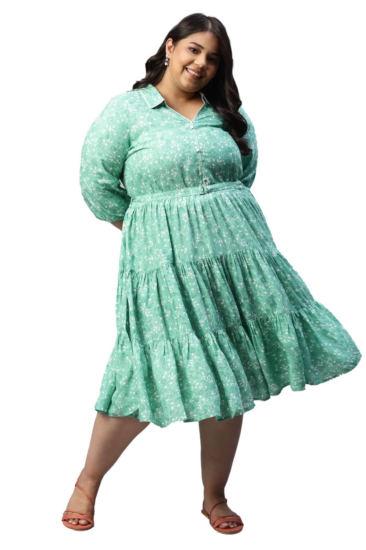 Aurelia Women Neptune Green Rayon Floral Printed A-Line Dress_22AUA13560P-504556_3XL