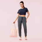 Enamor E048 Tapered Lounge Pants with Drawstring Details with Metal Ends