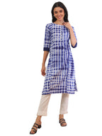 Aurelia Women'S Blue Printed Pure Cotton Straight Kurta (Size: L)-A15595-508802