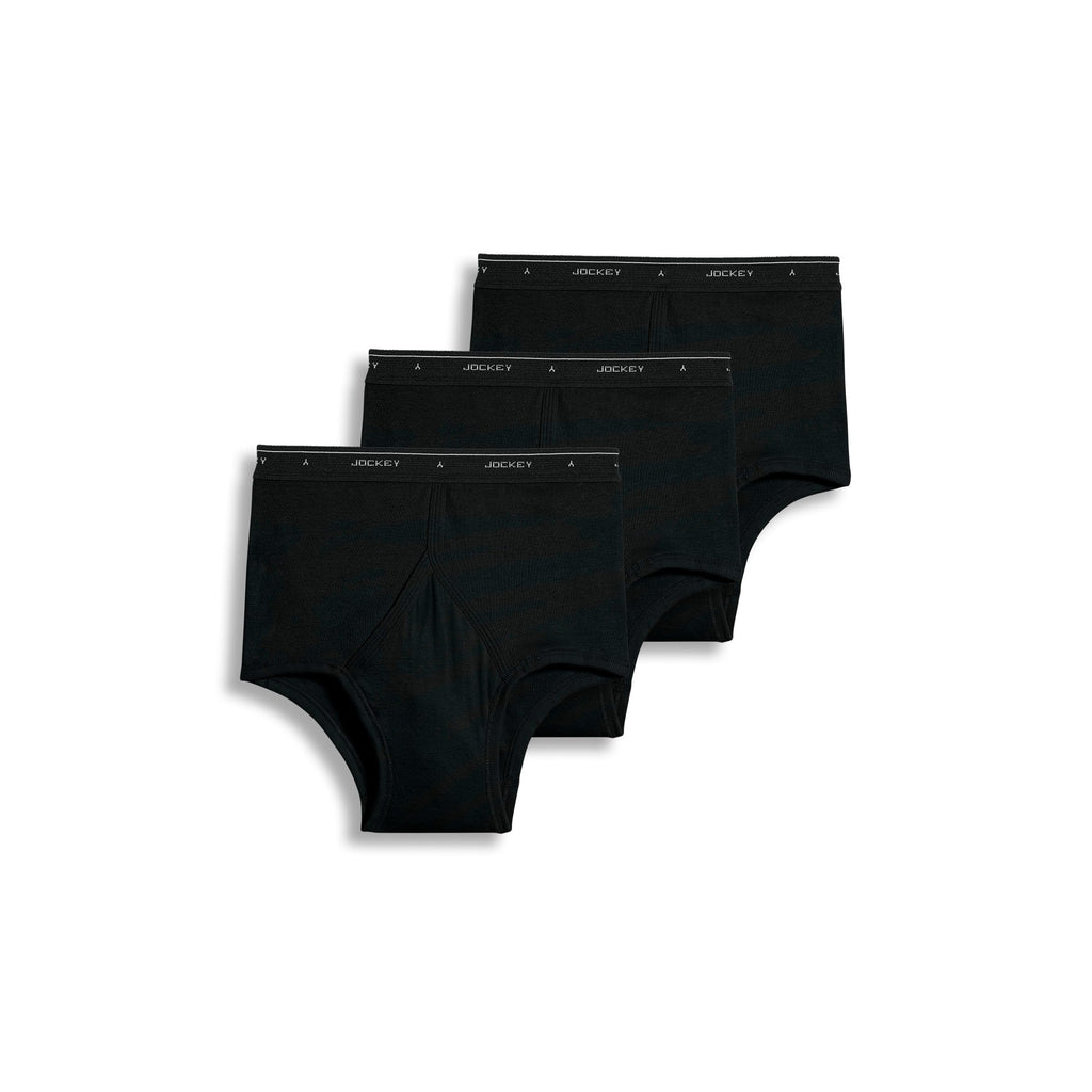 Jockey Mens Underwear classic Full Rise Brief - 3 Pack, Black, 36