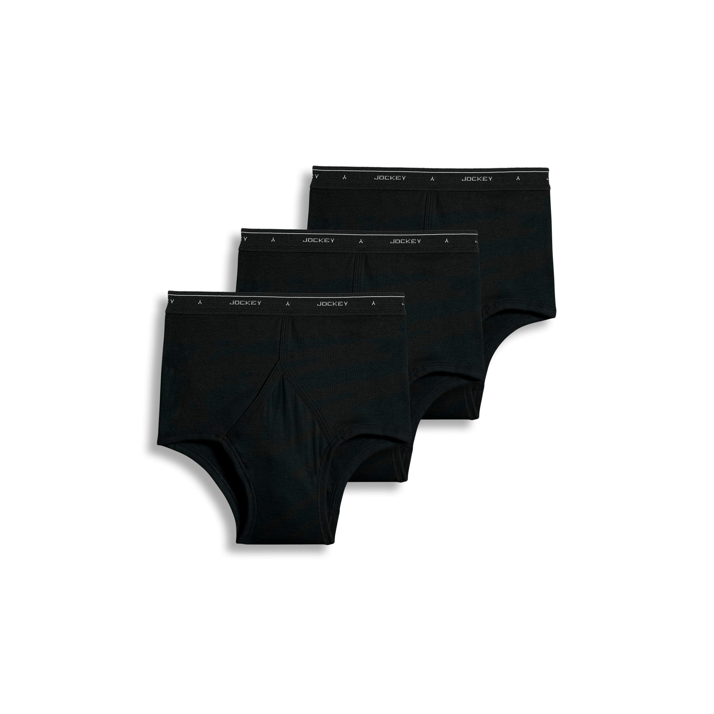 Jockey Mens Underwear classic Full Rise Brief - 3 Pack, Black, 36