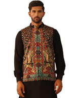 Jompers Mens Printed Velvet Nehru Jacket