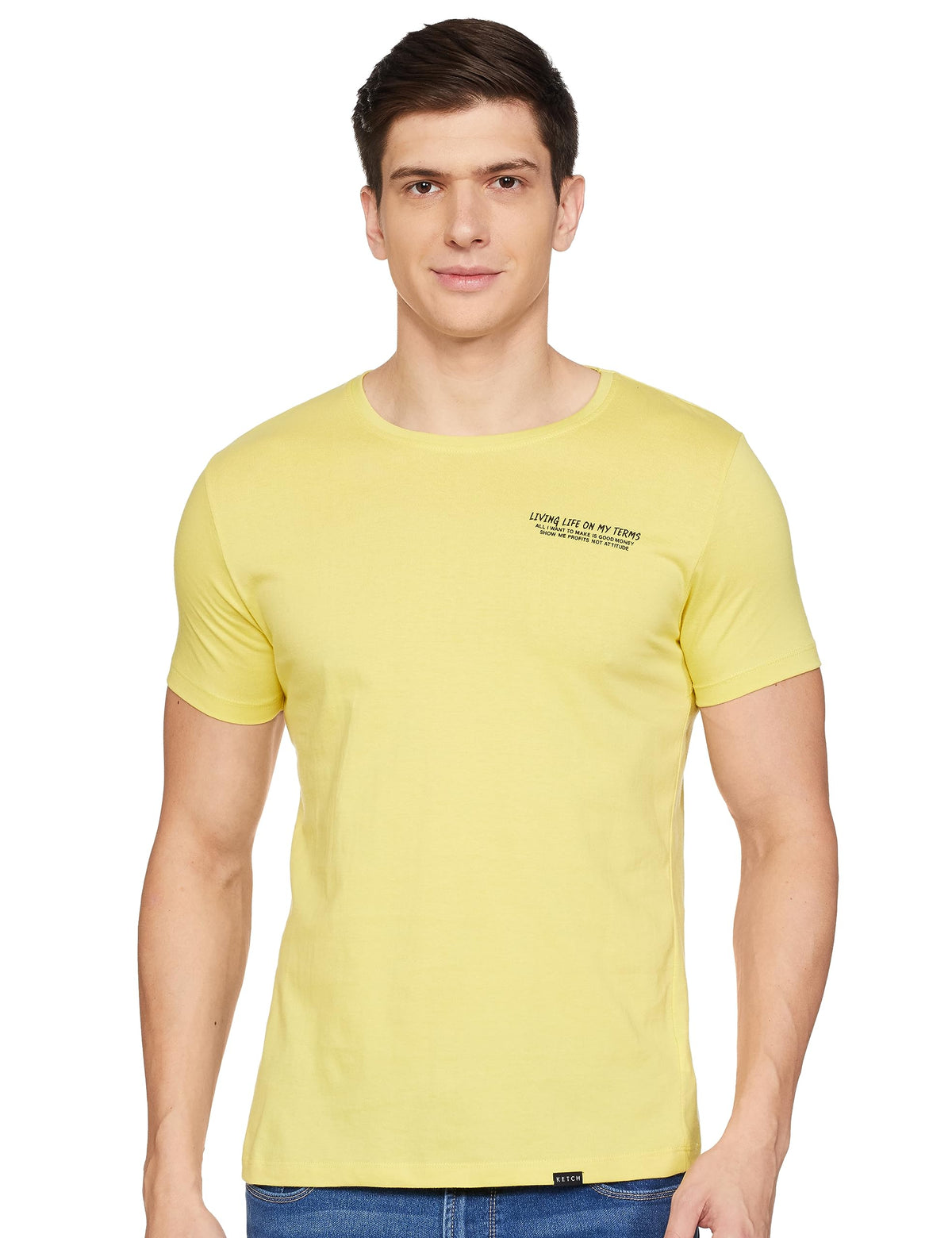 Ketch MenS Slim Fit T-Shirt (Khts000089_Green Sheen