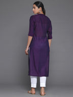 Libas WomenS Silk Woven Design Straight Kurta (268790R Purple