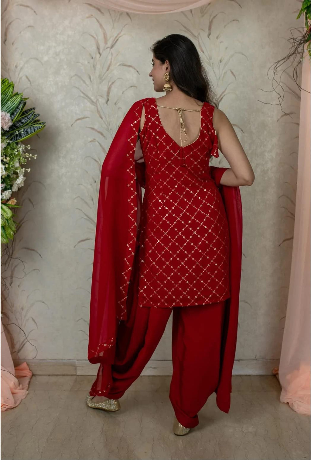 Xomantic Fashion WomenS Georgette Salwar Suit (2191_Red