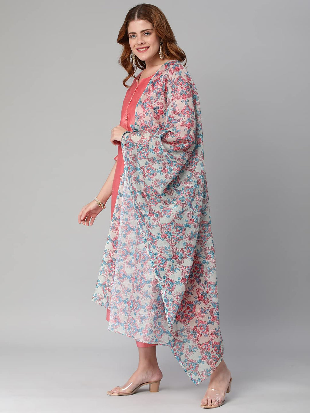 Anni Designer Women'S Chanderi Cotton Traditional Straight Embroidered Kurta And Pant With Dupatta Set (Salaya Peach)