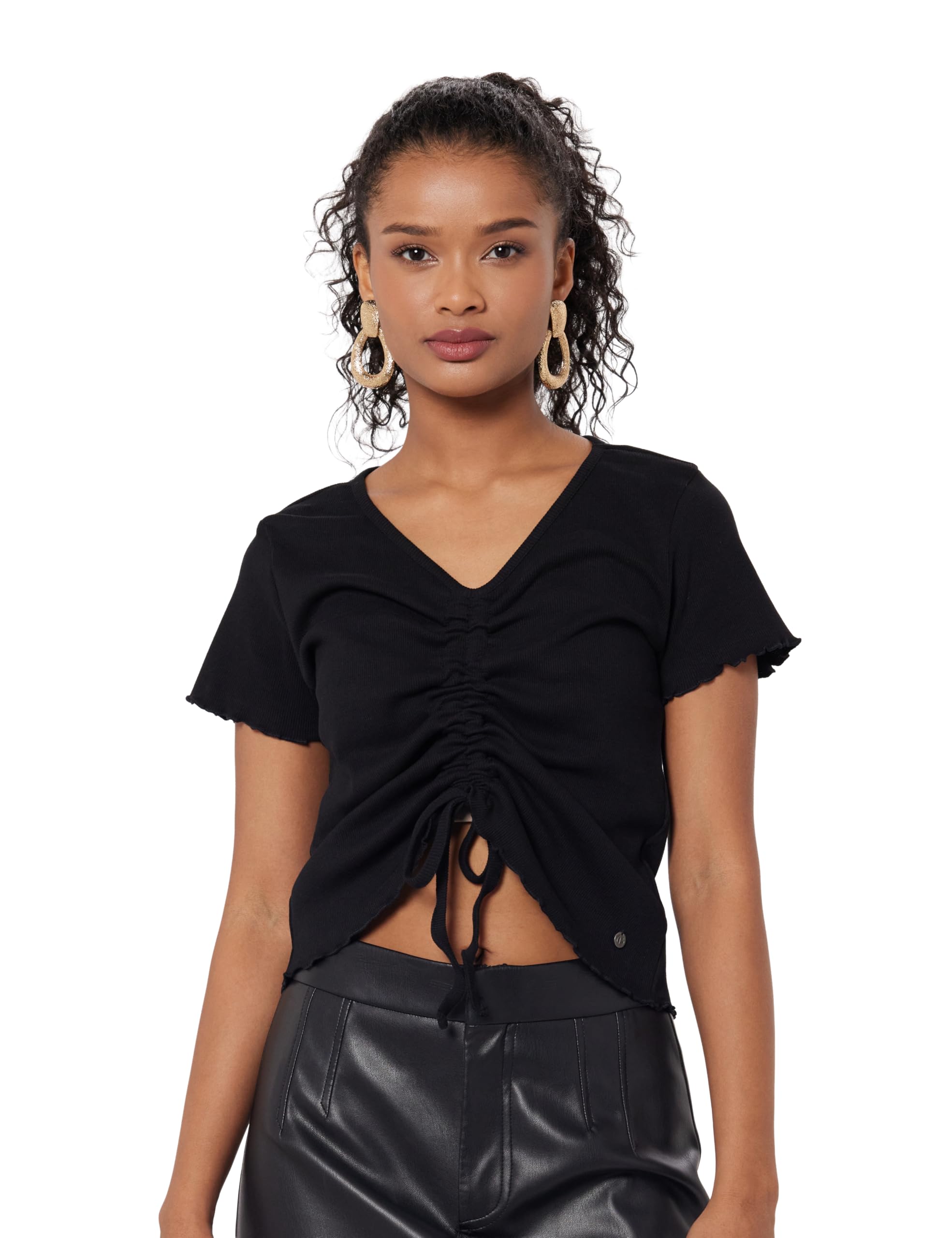 Pepe Jeans Solid Cotton Round Neck WomenS T-Shirt (Black, Small)