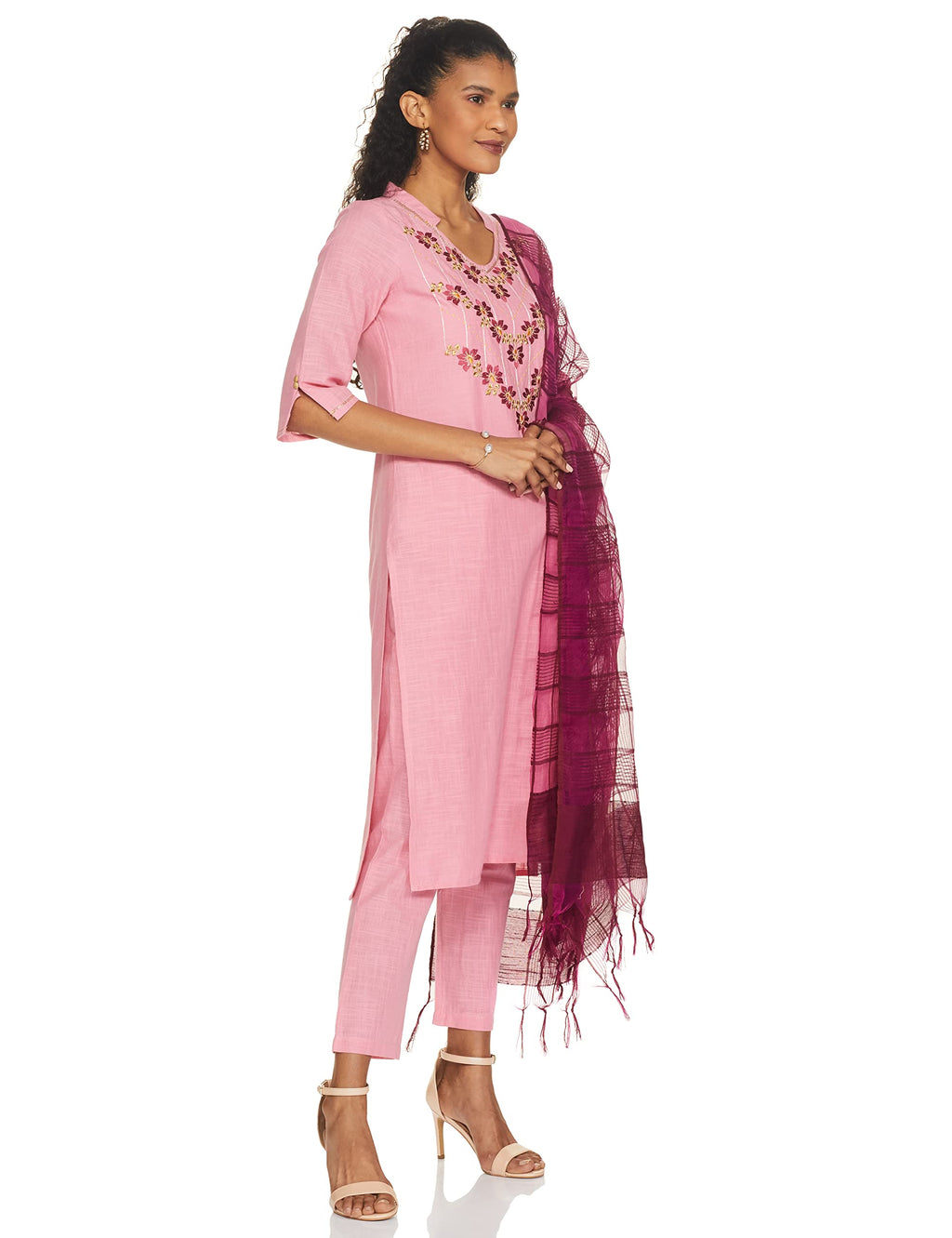 Aurelia Women'S Cotton Kurta, Pant & Dupatta