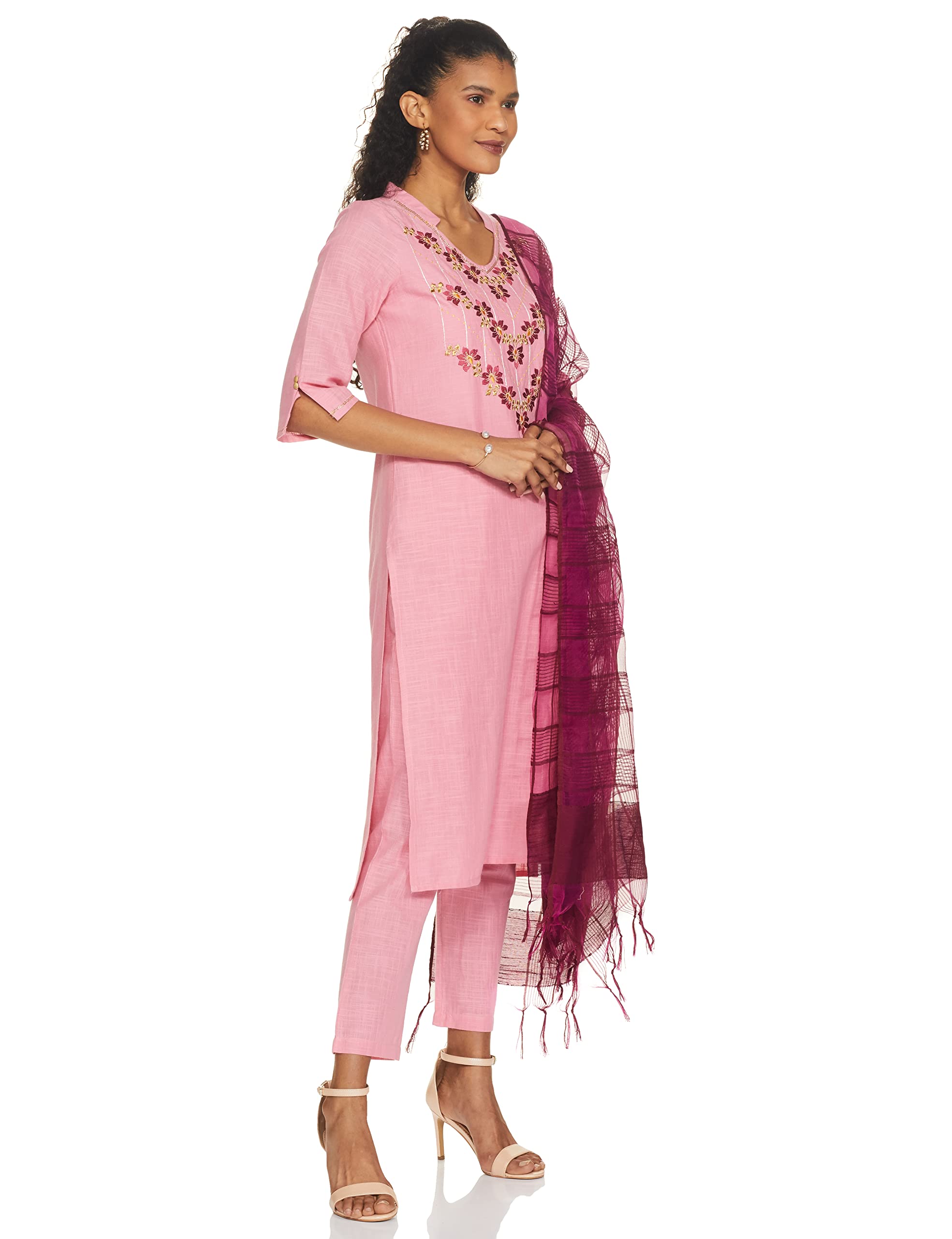 Aurelia Women'S Cotton Kurta, Pant & Dupatta