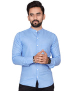 Besix MenS Regular Fit Solid Cotton Shirt | Chinese Collar | Casual | Plain | Branded | Mandarin Collar | Full Sleeve | Summer 