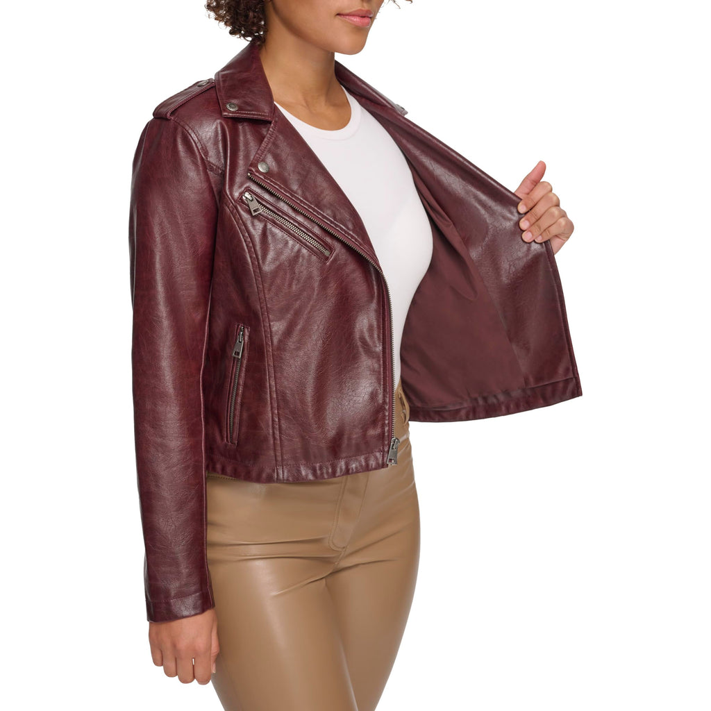 Levi's Women's The Classic Faux Leather Moto Jacket (Regular & Plus Size), Oxblood Gloss Pu, XX-Large