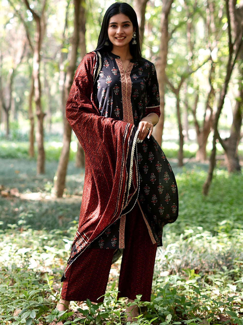 Libas WomenS Cotton Kurta Sets (20119O_Black