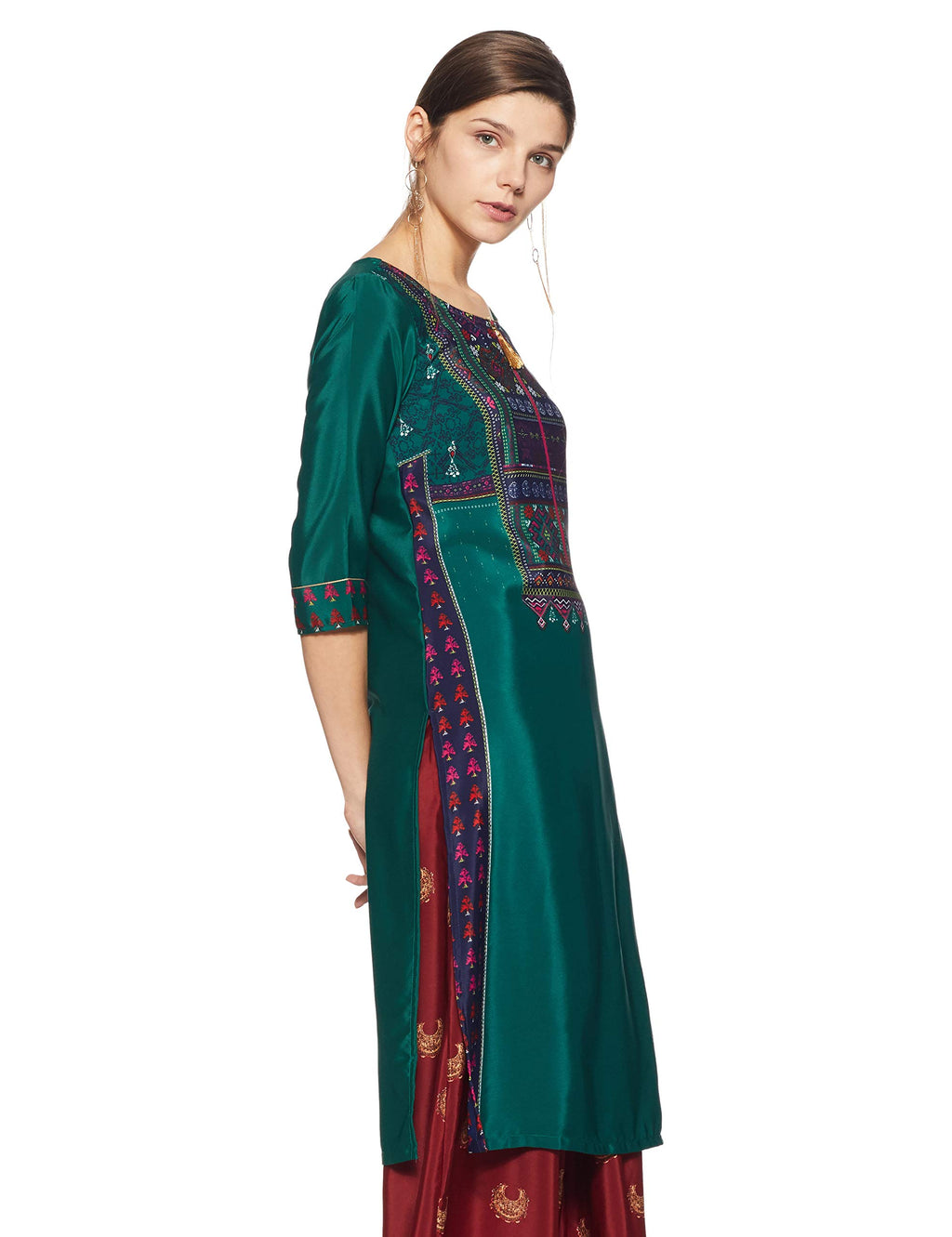 Aurelia Womens Synthetic Regular Kurta (18AUA10178-100231_Green_XS)