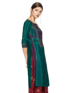 Aurelia Womens Synthetic Regular Kurta (18AUA10178-100231_Green_XS)