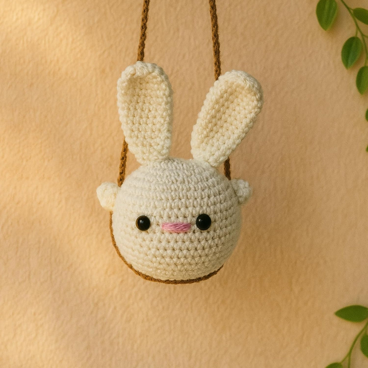 Bohofy Rabbit Crochet Hanging For Home Decor Items, Crochet Flower For Car Dashboard Decoration Items, Car Accessories For Dashb 1