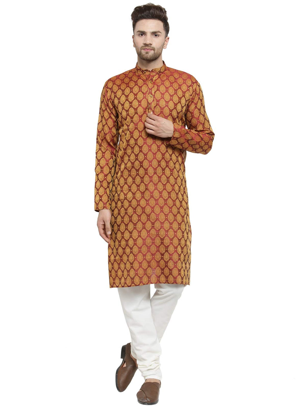 Jompers Mens Jacquard Silk Kurta And Pyjama
