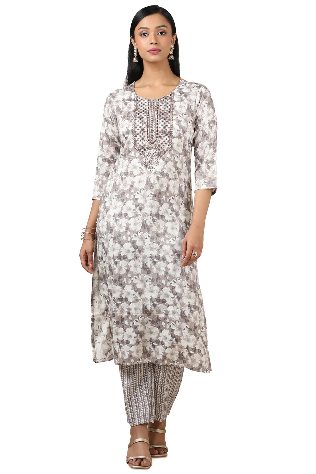 Soch Women Rayon Botanical Kurta Set with Zari