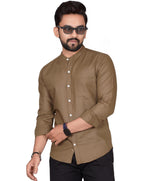 Besix MenS Regular Fit Solid Cotton Shirt | Chinese Collar | Casual | Plain | Branded | Mandarin Collar | Full Sleeve | Summer 