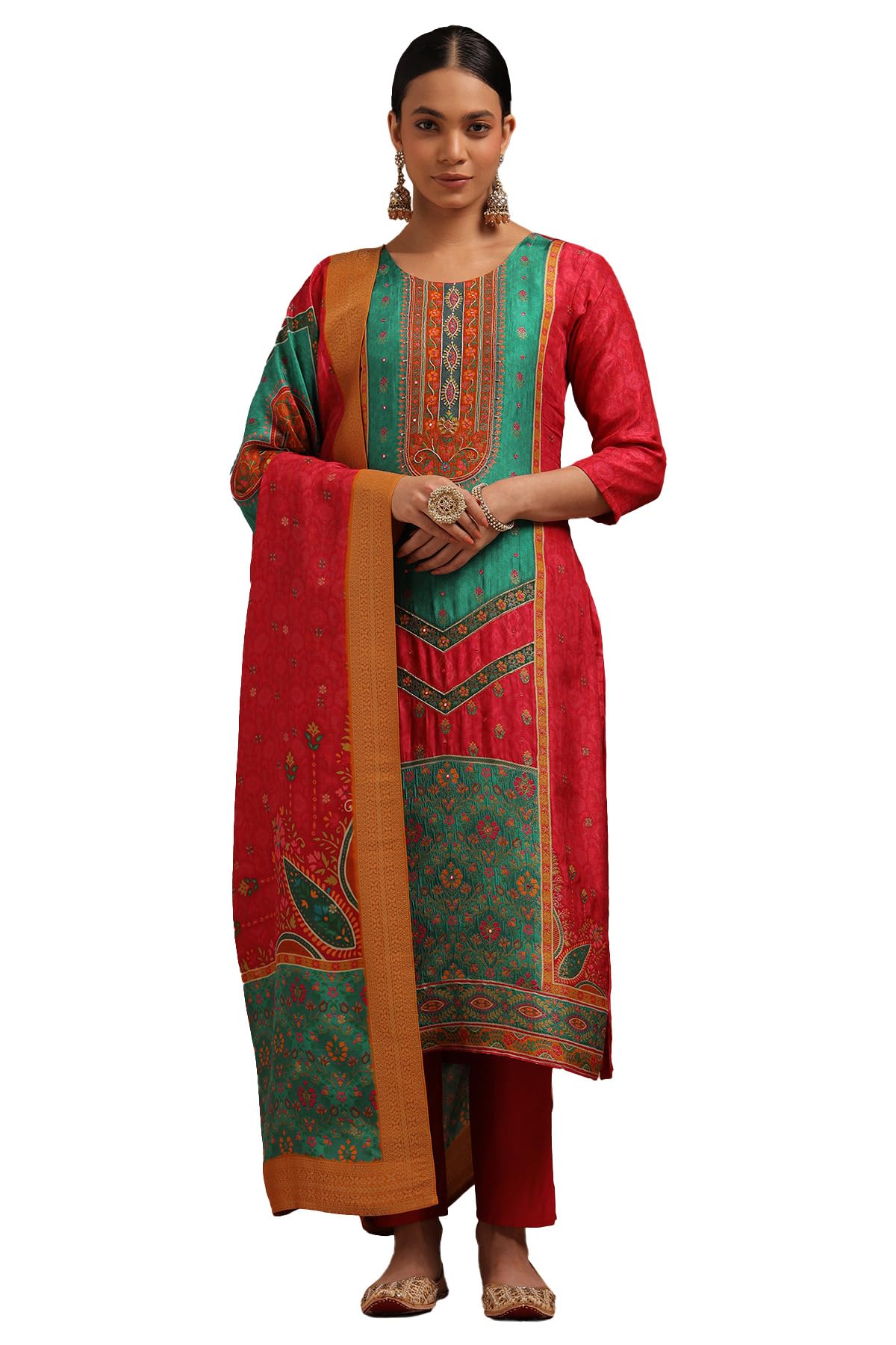 Soch Women Brocade Floral Print Suit Set with Sequins