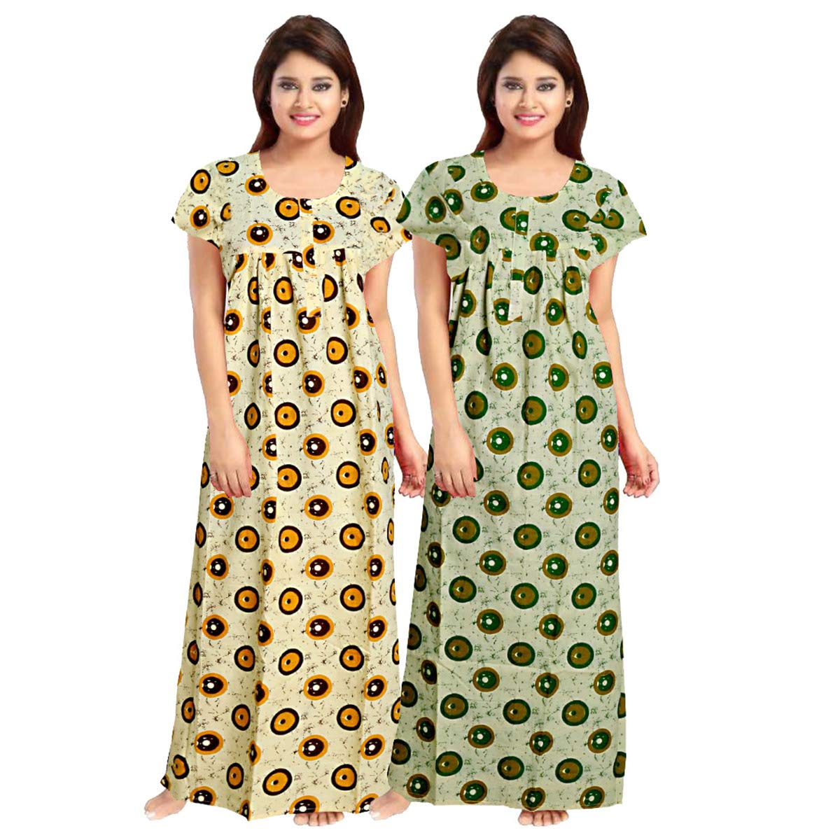 Gorangani Attractive WomenS 100% Cotton Printed Nightwear Maternity Maxi Gown Nightdresses (Pack Of 2) 2