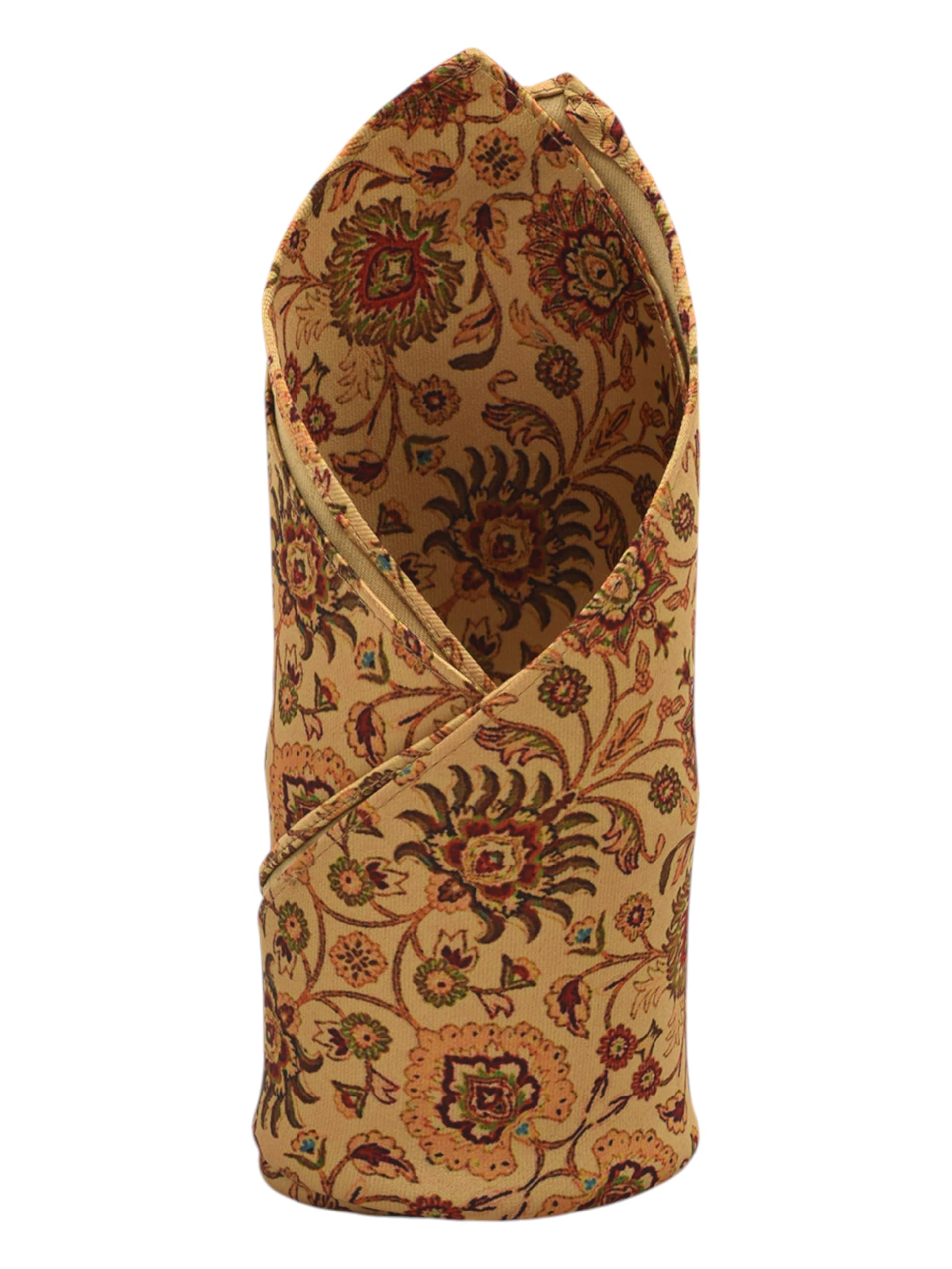 Manyavar Mens Blended Rayon Printed Pocket Square (Yellow)