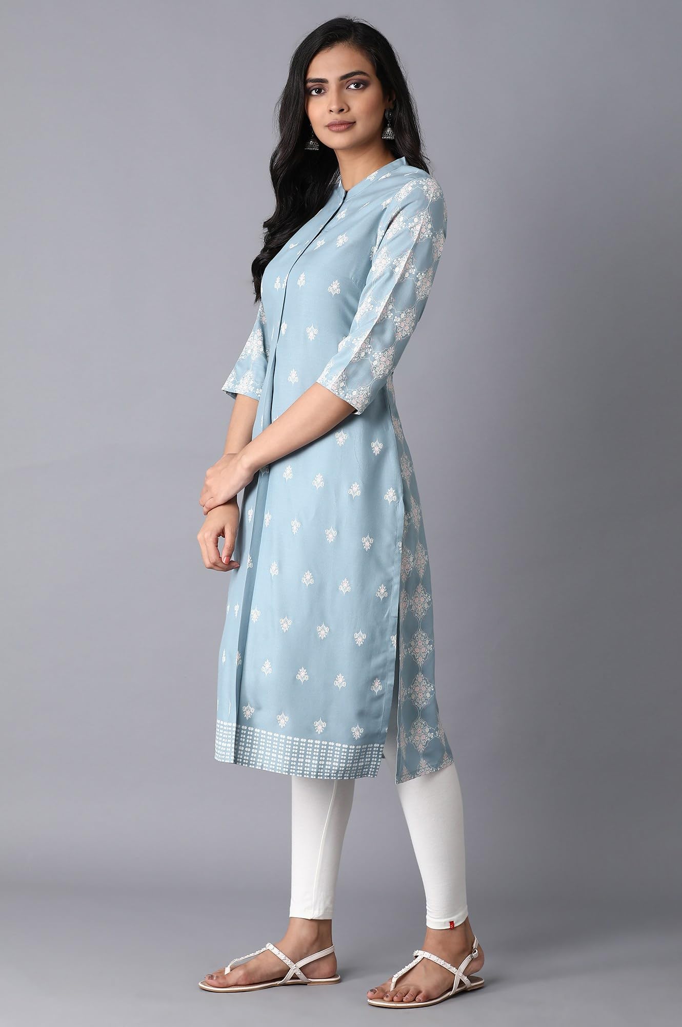 W For Woman Light Blue Printer Kurta