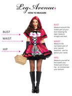 Leg Avenue 2 Piece Gothic Riding Costume Set-Sexy Hooded Cape and Peasant Dress for Women, Red/White, Medium