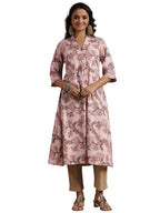Libas WomenS Cotton Printed A-Line Kurtas (29222_Pink