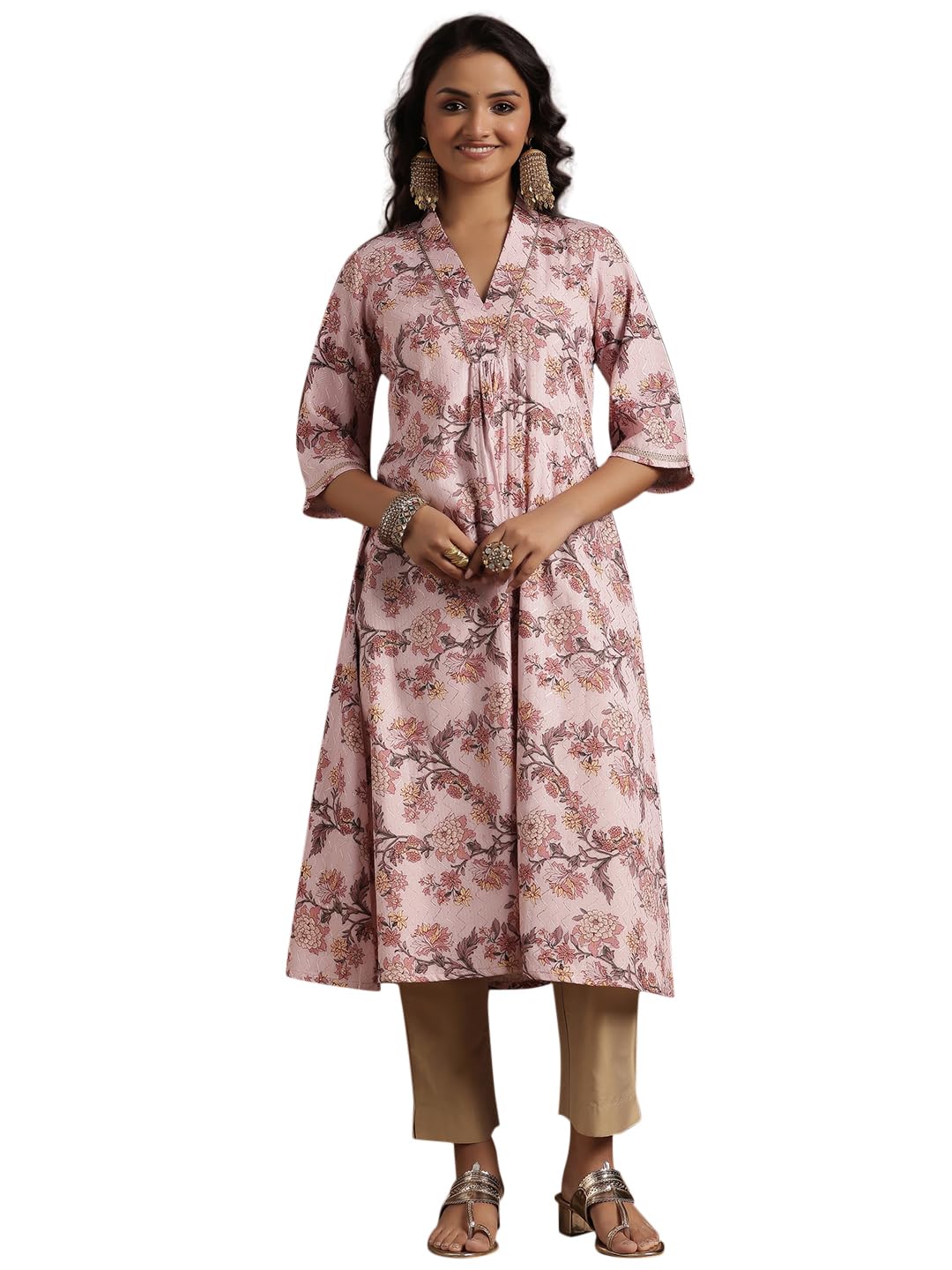 Libas WomenS Cotton Printed A-Line Kurtas (29222_Pink