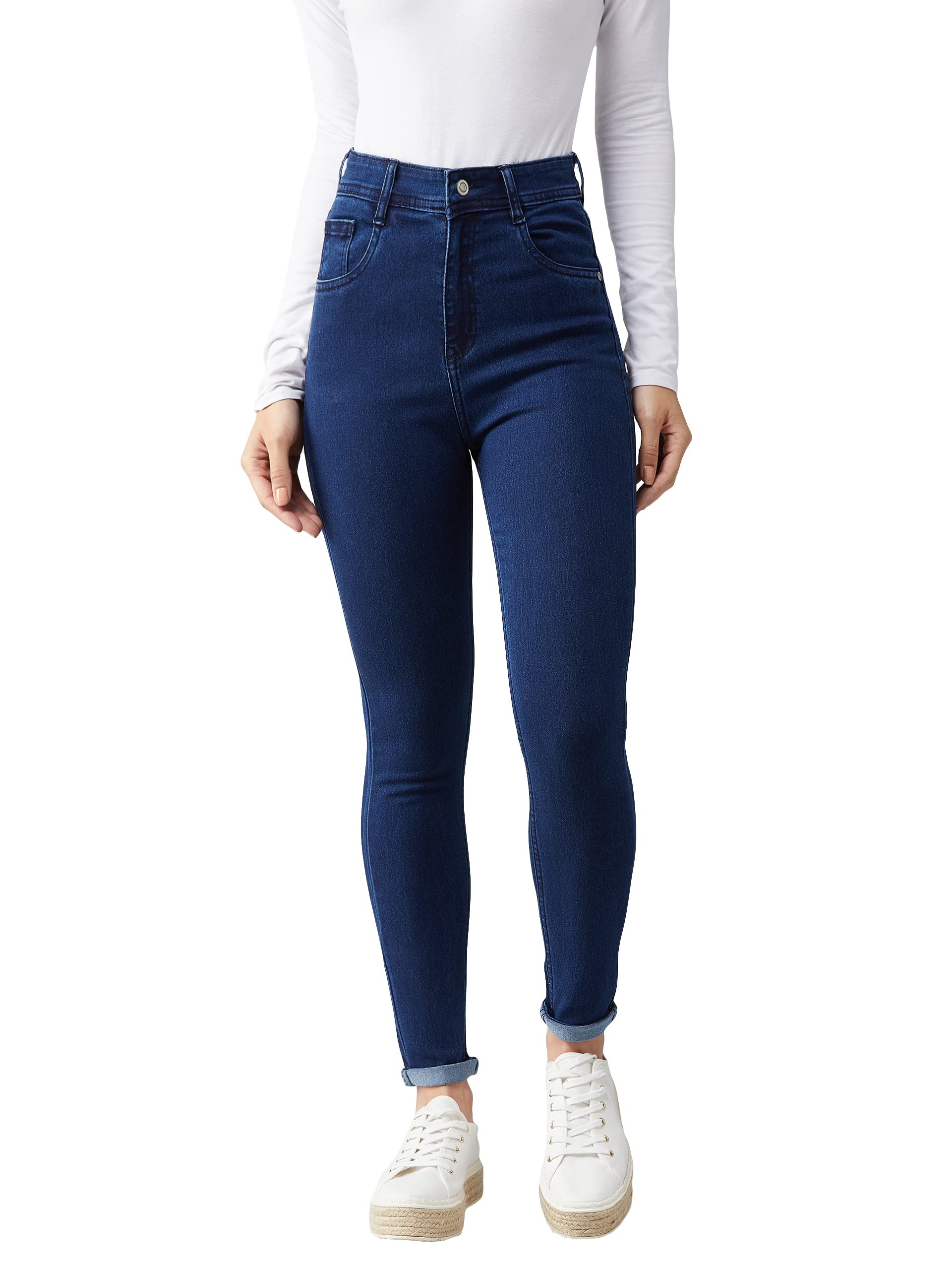 Miss Chase Womens Skinny Fit High Rise Stretchable Denim Jeans (MCAW18DEN02-79-71-34, Navy Blue, 34)