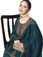 Ishin Women Rayon 'S Yoke Embroidered A-Line Kurta Set With Sharara And Dupatta